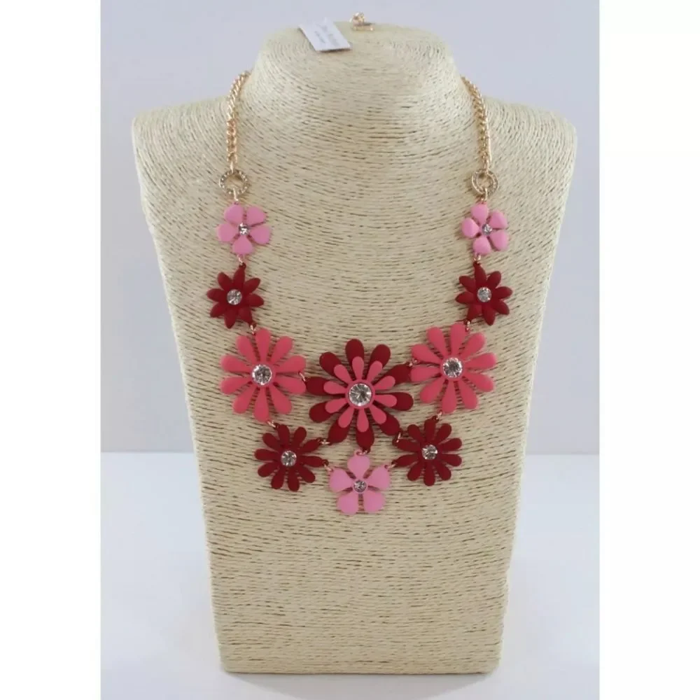 Isaac Mizrahi Pink and Red Floral Necklace - Picture 3 of 3